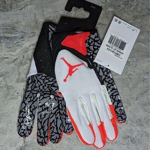 Nike Air Jordan Vapor Jet 7.0 White Infrared Cement Football Gloves Men's Large